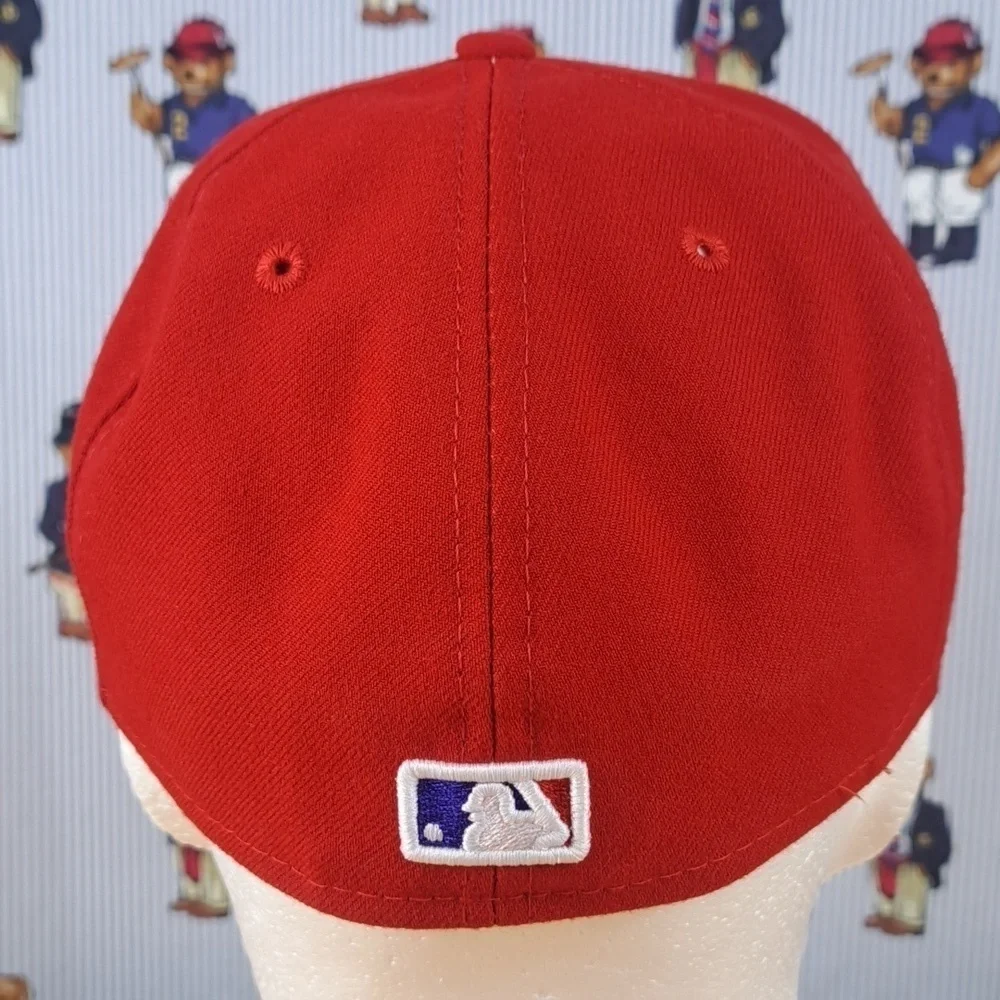 Texas Rangers MLB coach issued Tim Hyers red & white fitted 7 1/4 baseball hat
